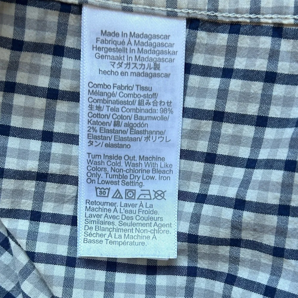 J. CREW Men's White and Blue Checkered Shirt